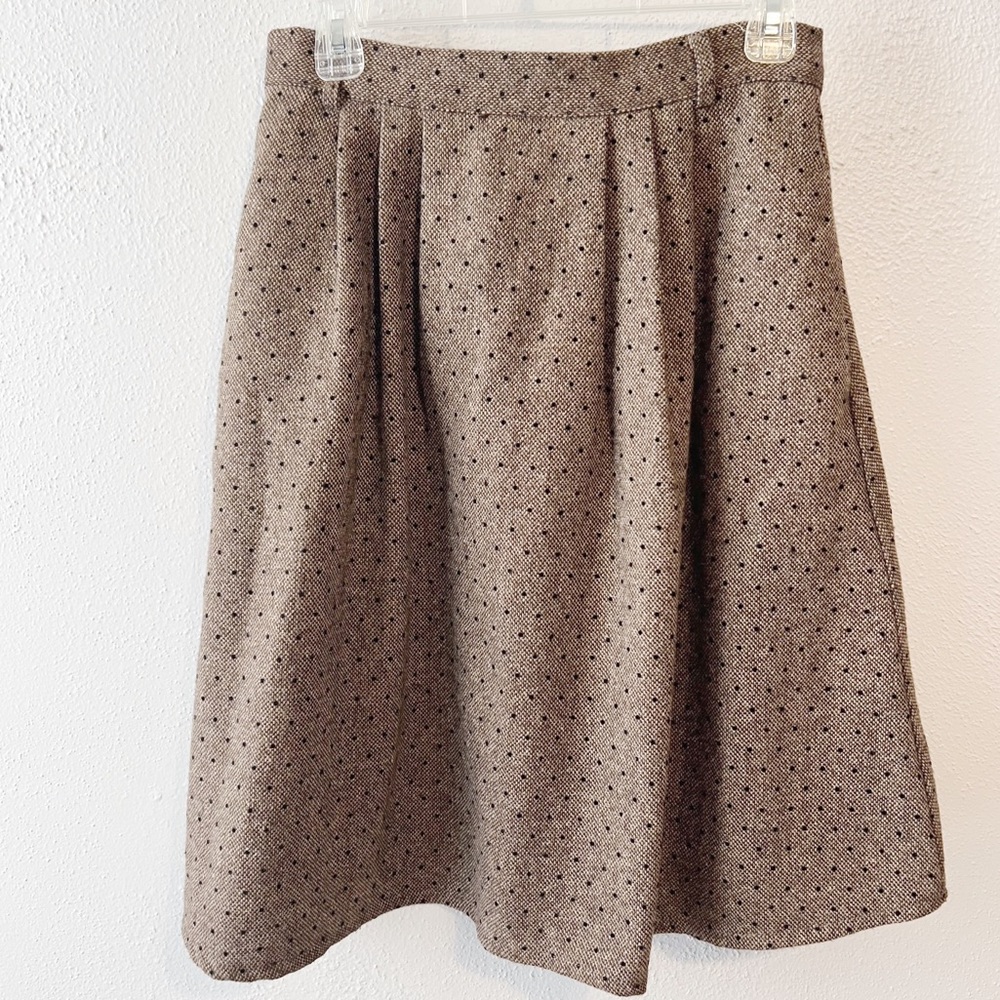 ModCloth brown polka dot wool skirt size medium retro style